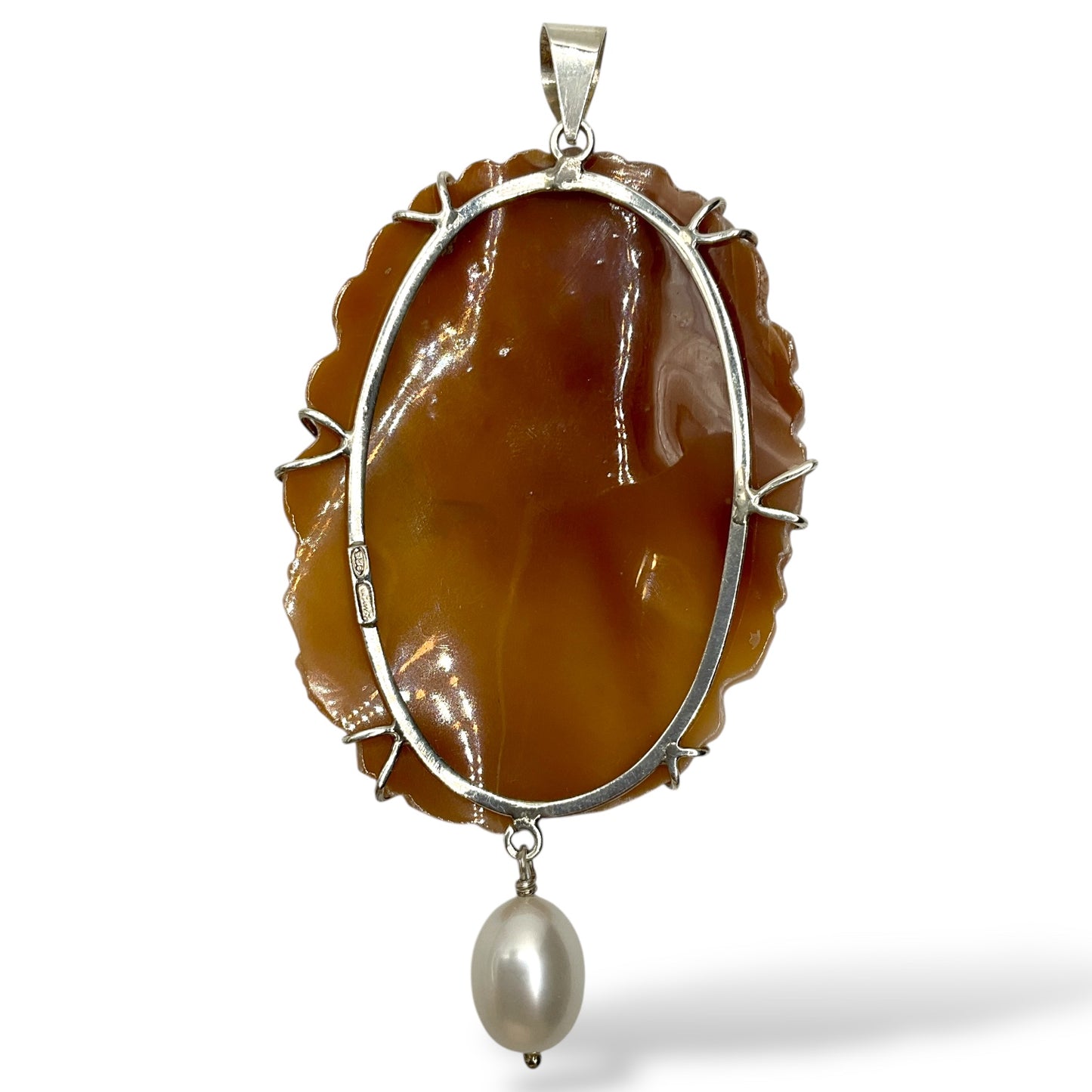 Ciondolo Cammeo in argento con Perla - Cammeo1