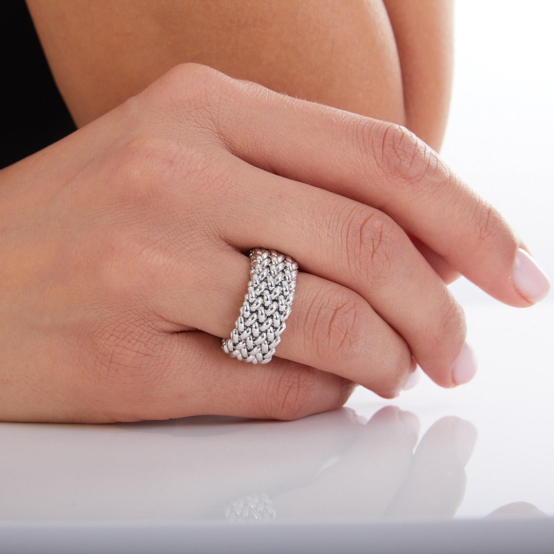 Anello Donna Unoaerre Argento o Argento Dorato a Fascia Chicco - 711ECA0110000