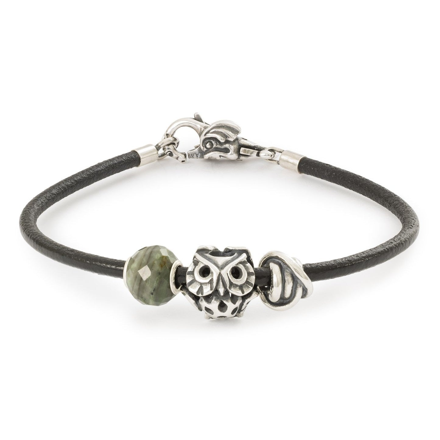 Bracciale in Pelle e Argento, Nero Trollbeads - TLEBR-00082
