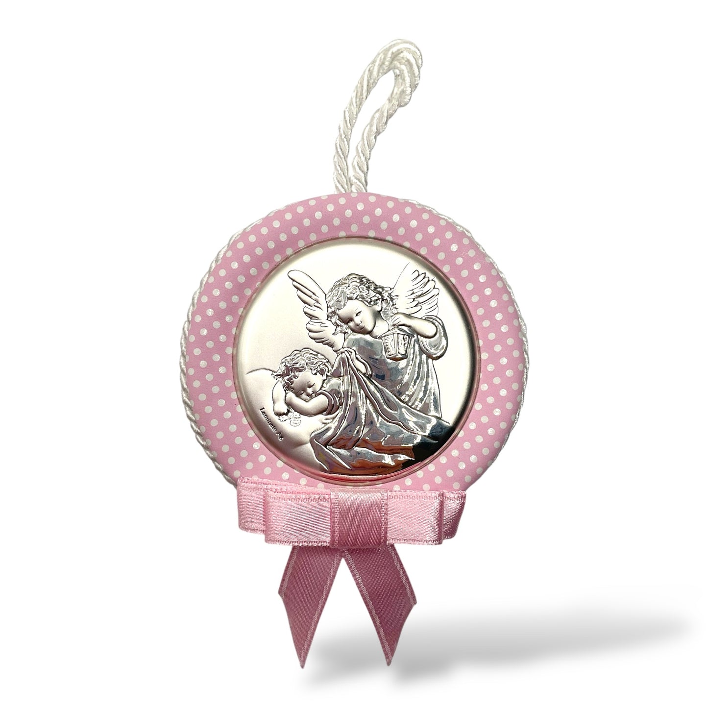 Medaglione Sopraculla Angelo Custode Pois Rosa Valenti - 10491RA