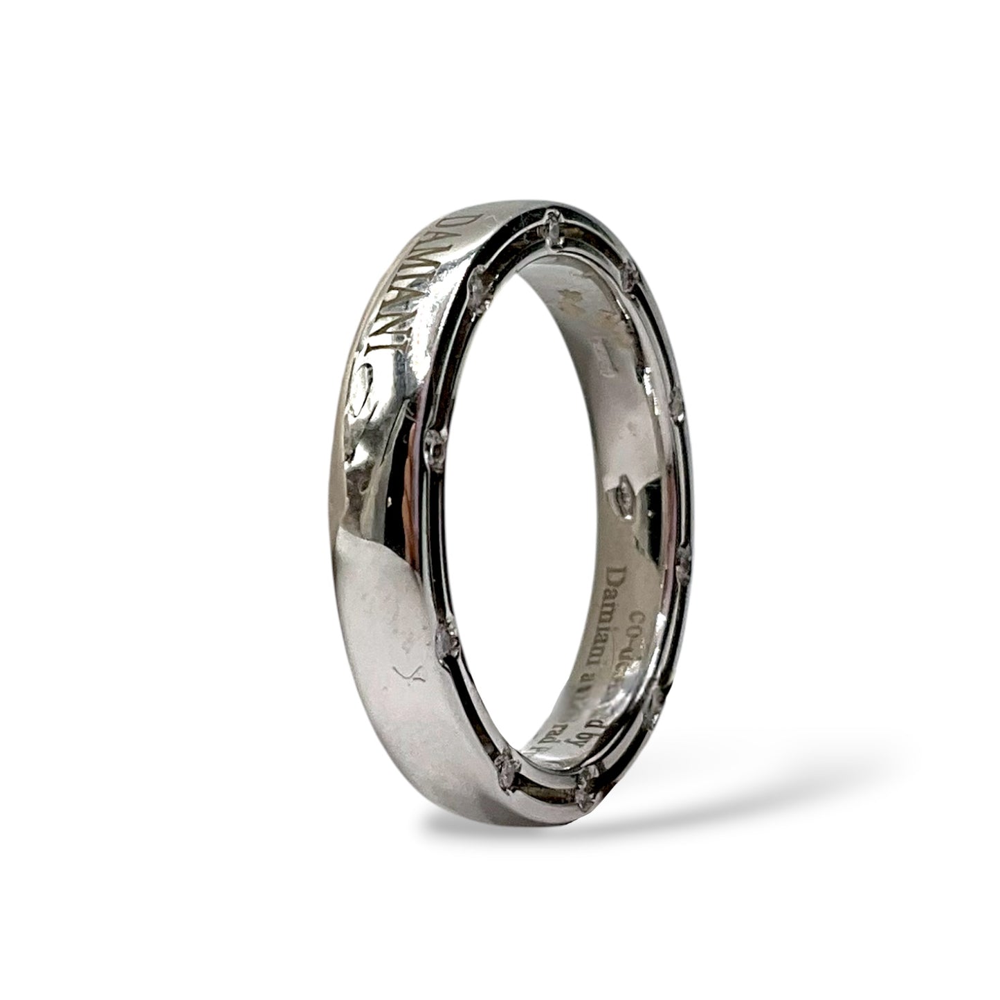 Fede Nuziale Damiani D-Side in Oro Bianco e 20 diamanti 3,3 mm - 71335643