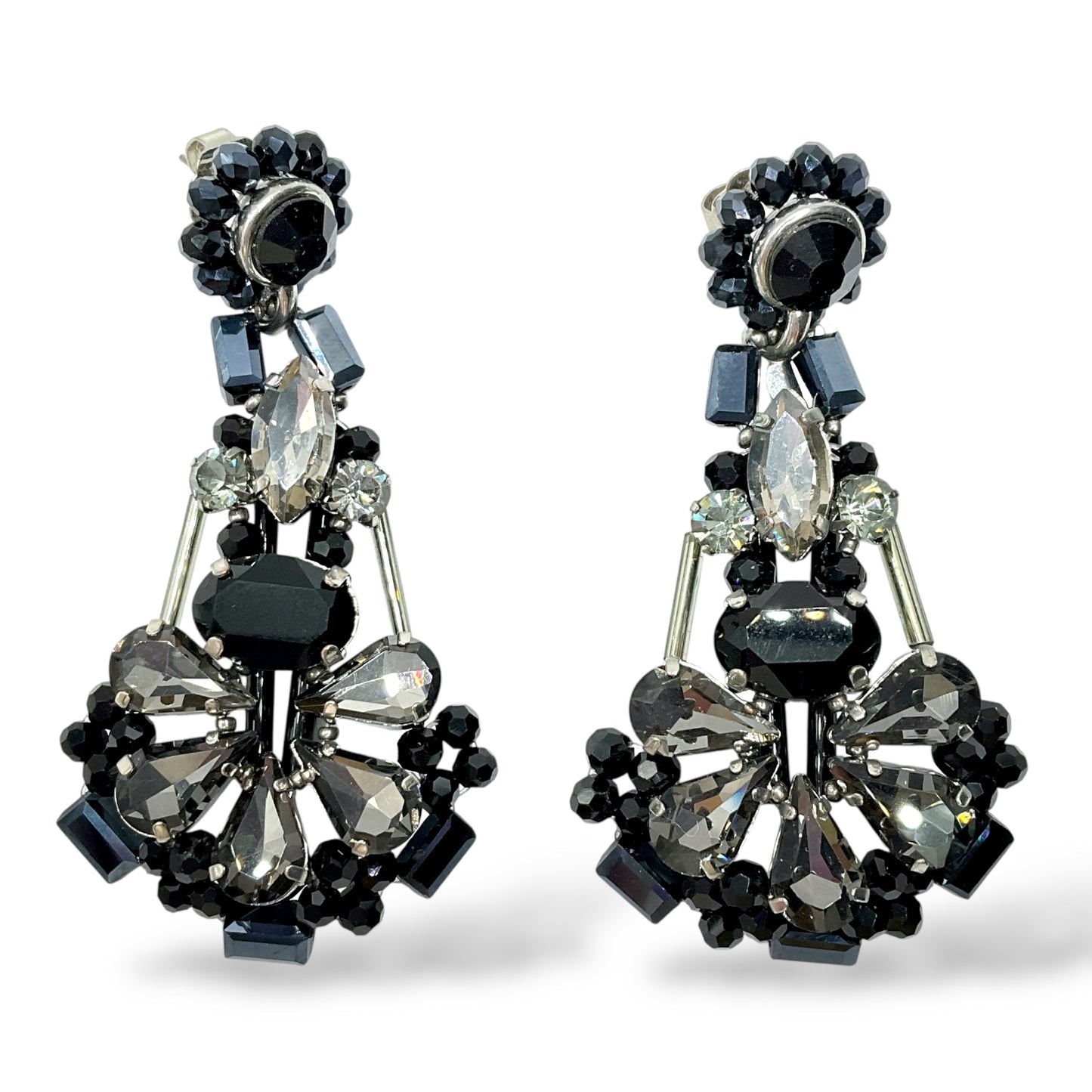 Orecchini Pendenti Donna con Cristalli Neri e Grigi Ottaviani Bijoux - 490481