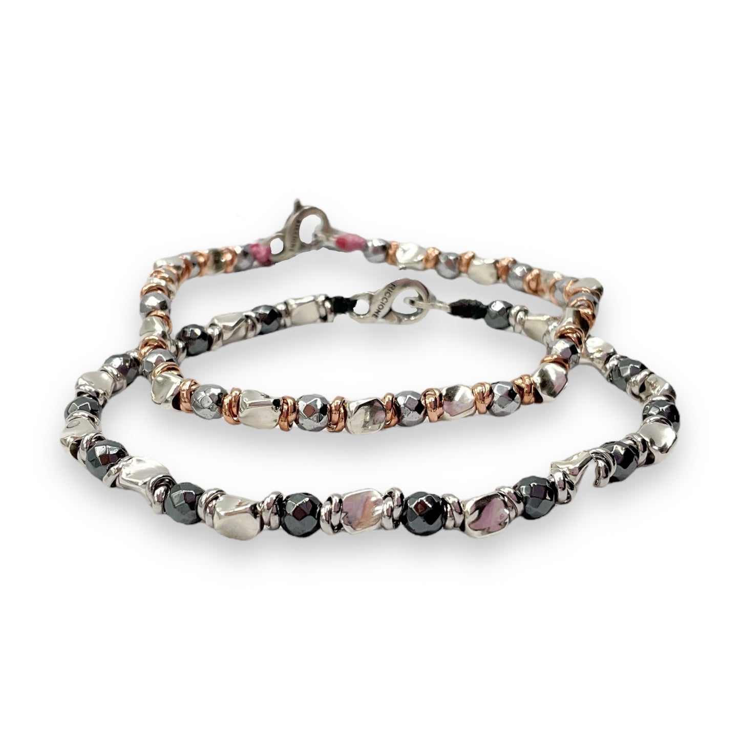 Bracciale Spadarella Argento, Anellini ed Ematite - SPBR680