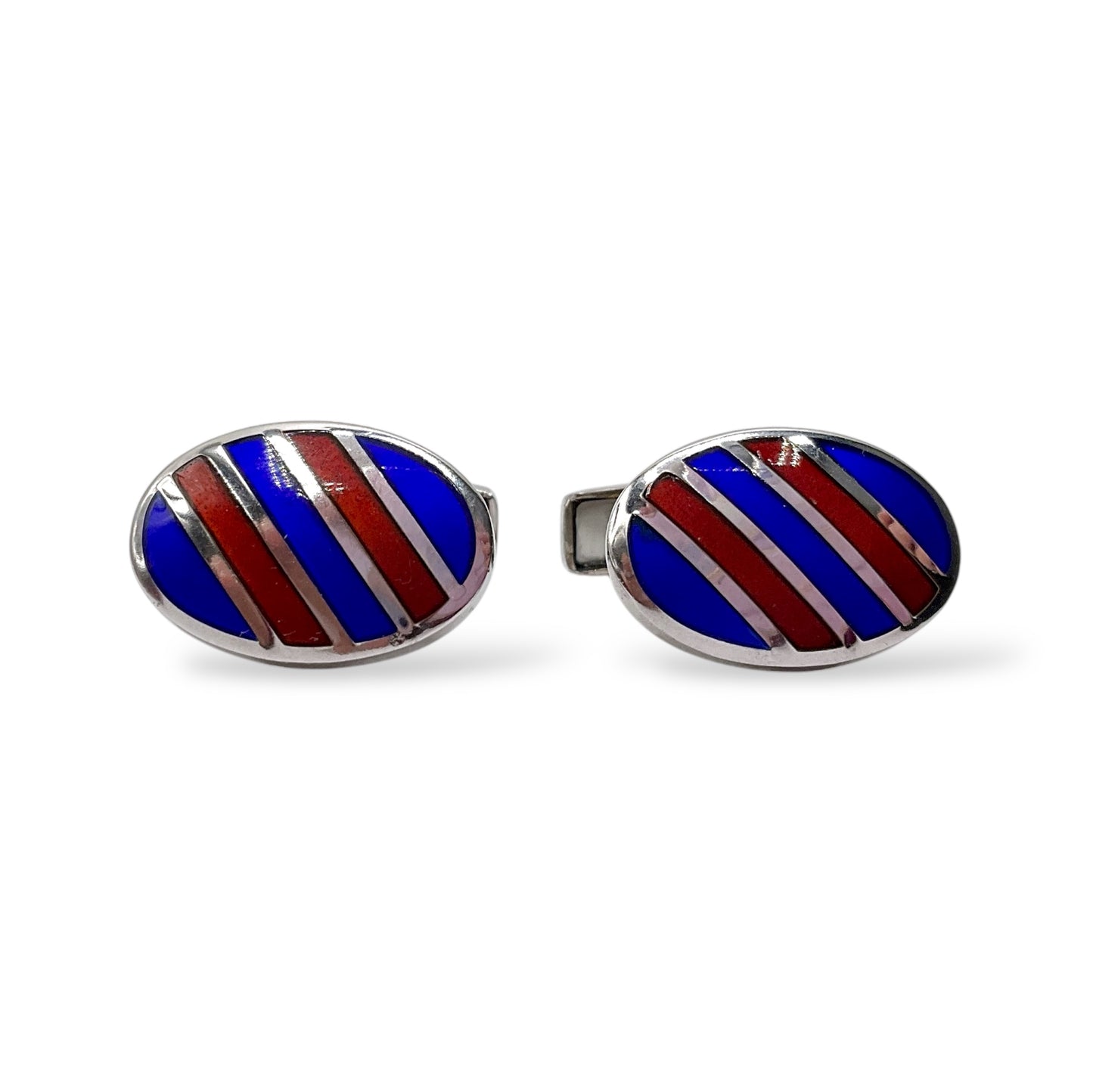 Gemelli Ovali Argento e Smalto Blu e Rosso Antorà - 317