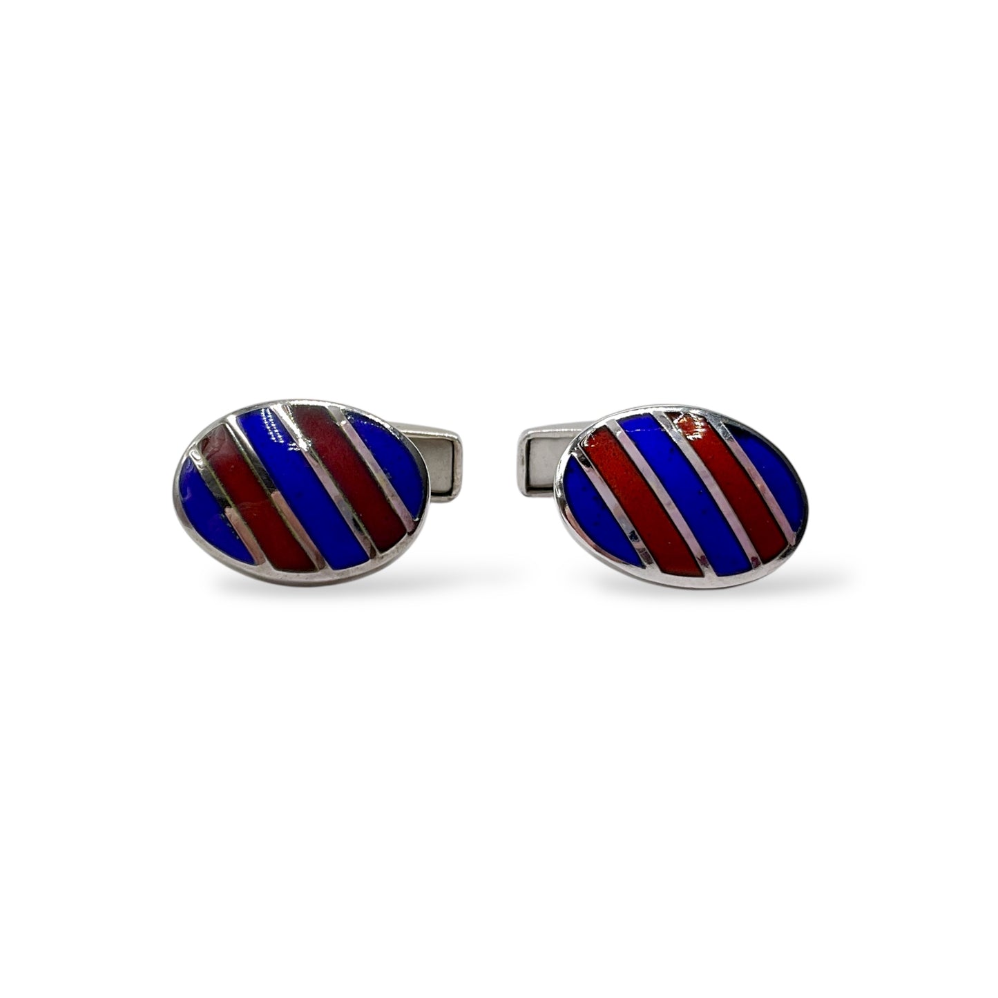 Gemelli Ovali Argento e Smalto Blu e Rosso Antorà - 317