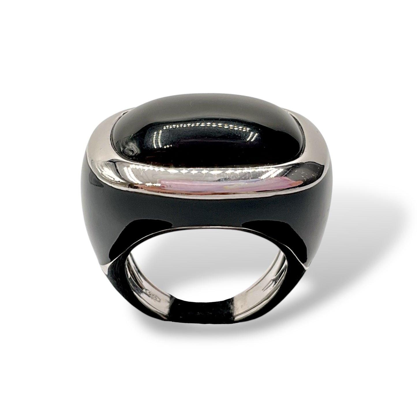 Anello Donna con Onice Rettangolare e Smalto Nero - Lucos Preziosi