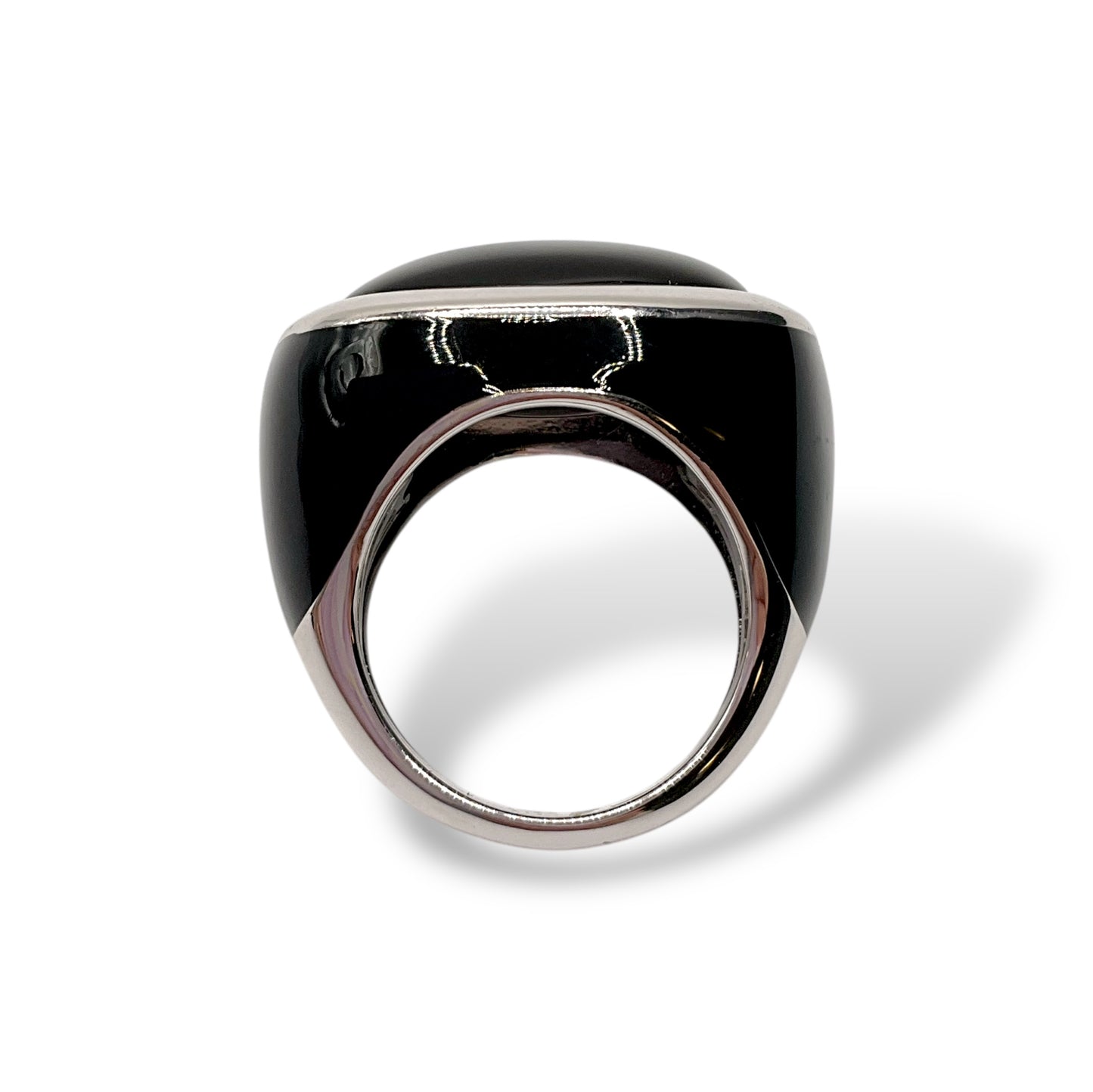 Anello Donna con Onice Rettangolare e Smalto Nero - Lucos Preziosi