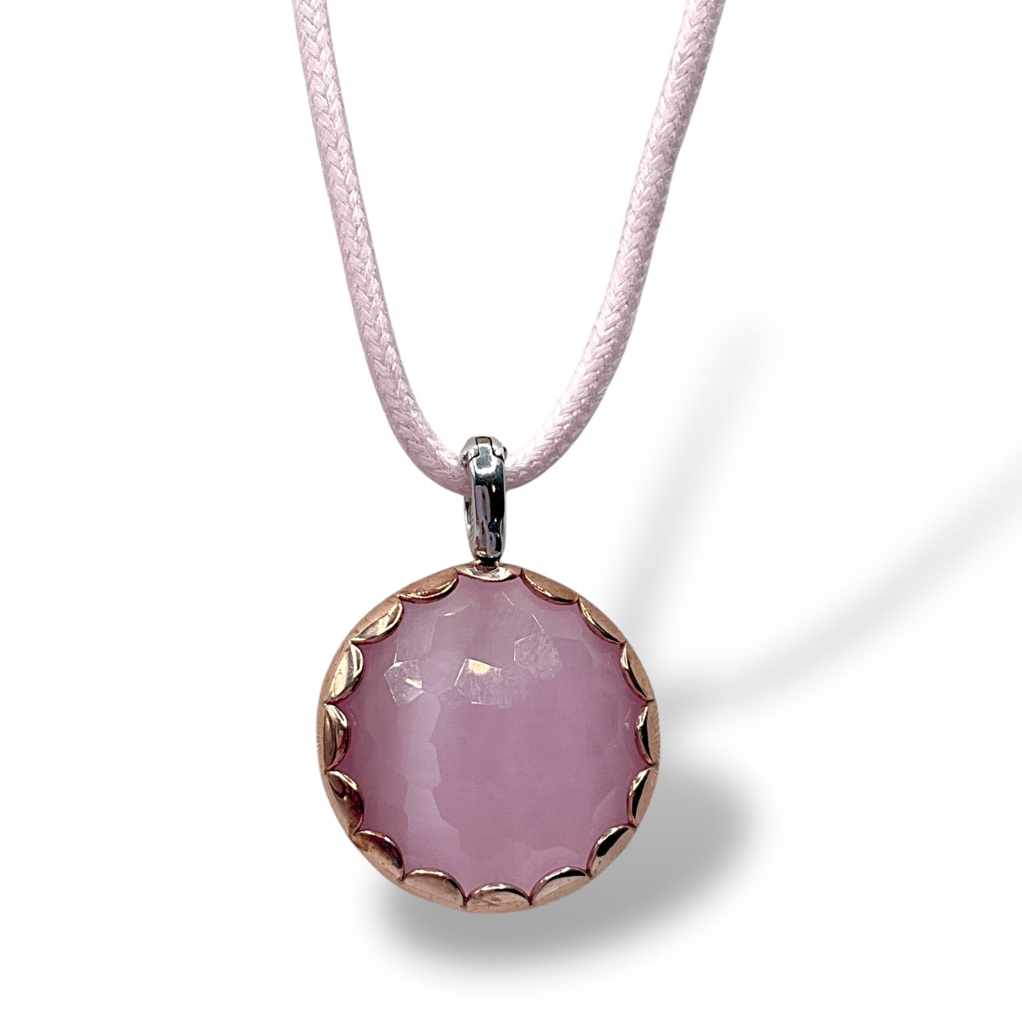 Ciondolo con Pietra Tonda Sfaccettata Rosa Ti Sento Milano - 6690CP