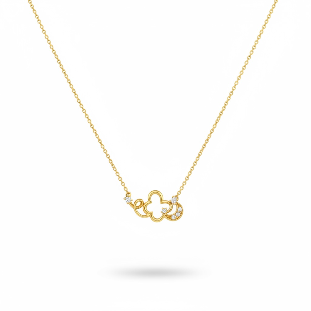 Collana Dvccio Con Centrale A Fantasia Argento 925 Placcata Oro 24kt - GCSILO6G