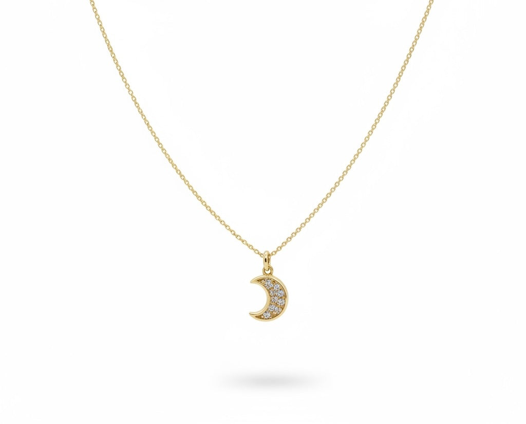 Collana Dvccio Con Luna Argento 925 Placcata oro 24kt - GCSIL12G