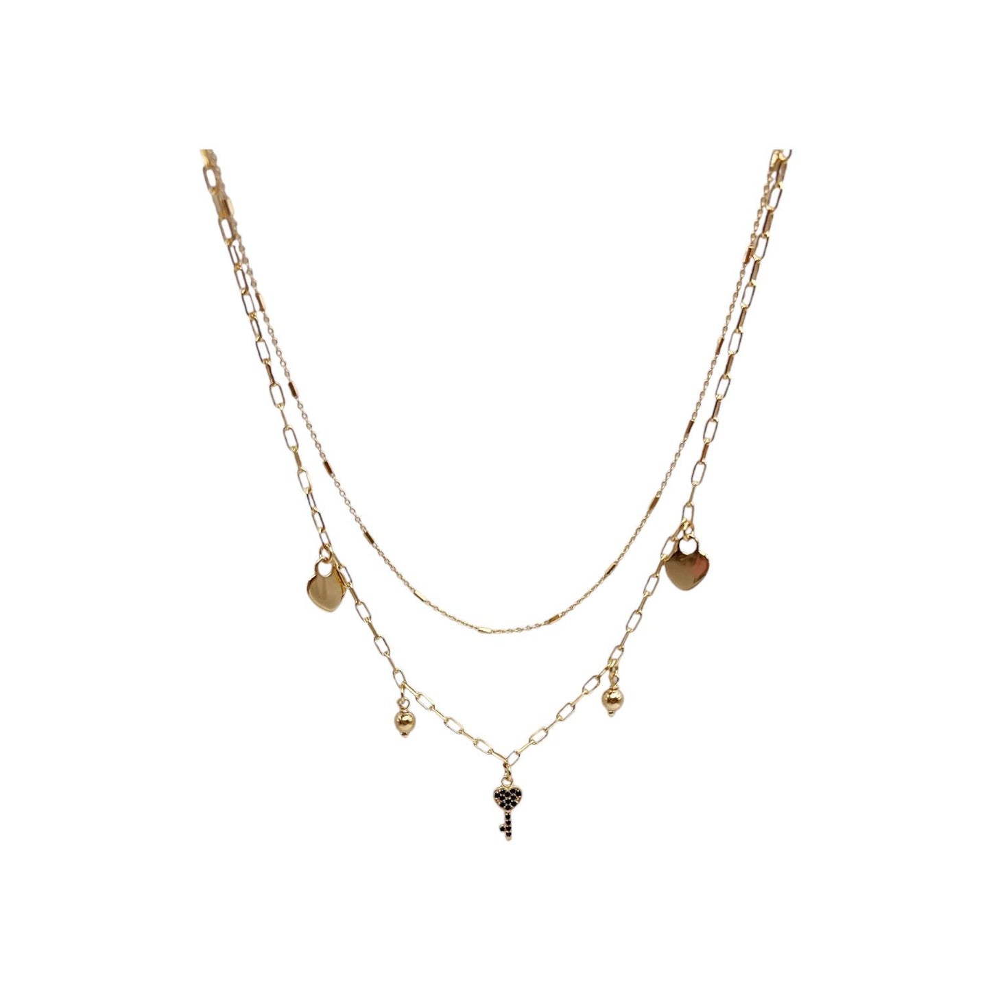 Collana Dvccio Con Pendenti Argento 925 Placcata oro 24kt - GCCHE1811G