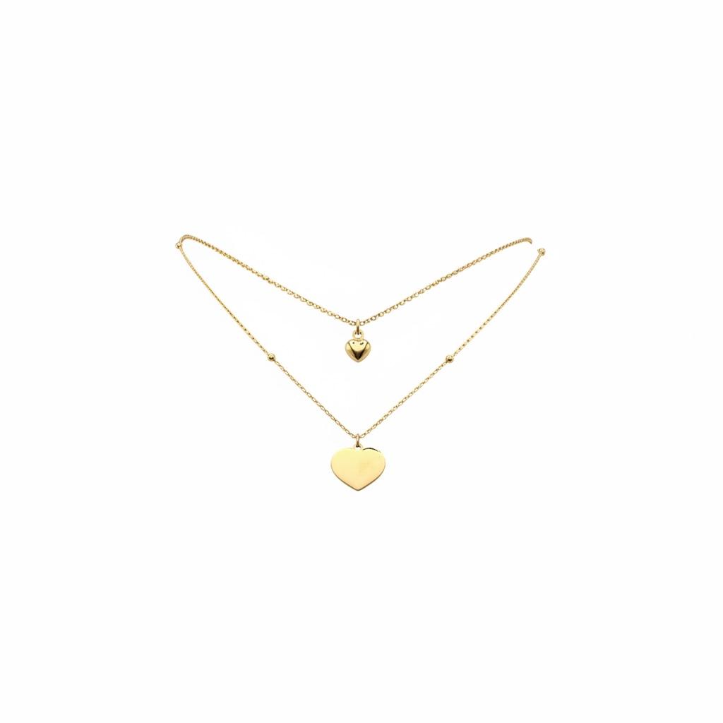 Collana Dvccio Doppia Con Cuori Argento 925 Placata Oro 24kt - GCCHE1603G