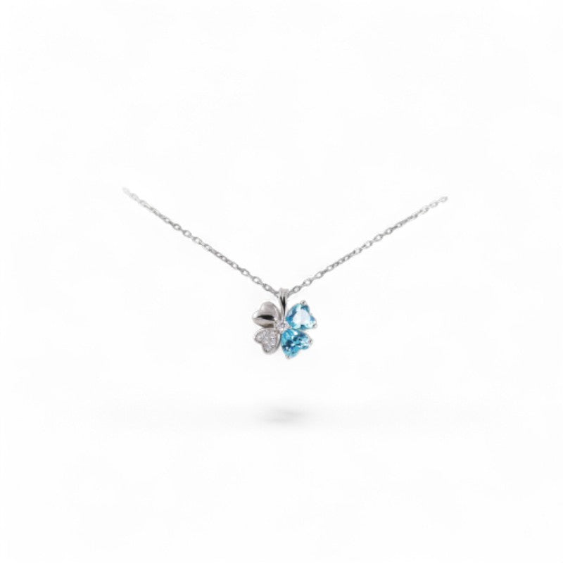 Collana Donna In Argento Blu Amante A Quadrifoglio - BCN234PH