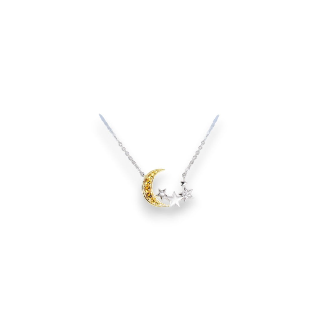 Collana Donna In Argento Blu Amante Con Luna E Stelle - BCN377ZG