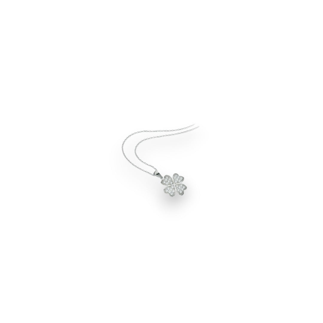 Collana Donna In Argento Blu Amante Con Quadrifoglio - BCN016ZE