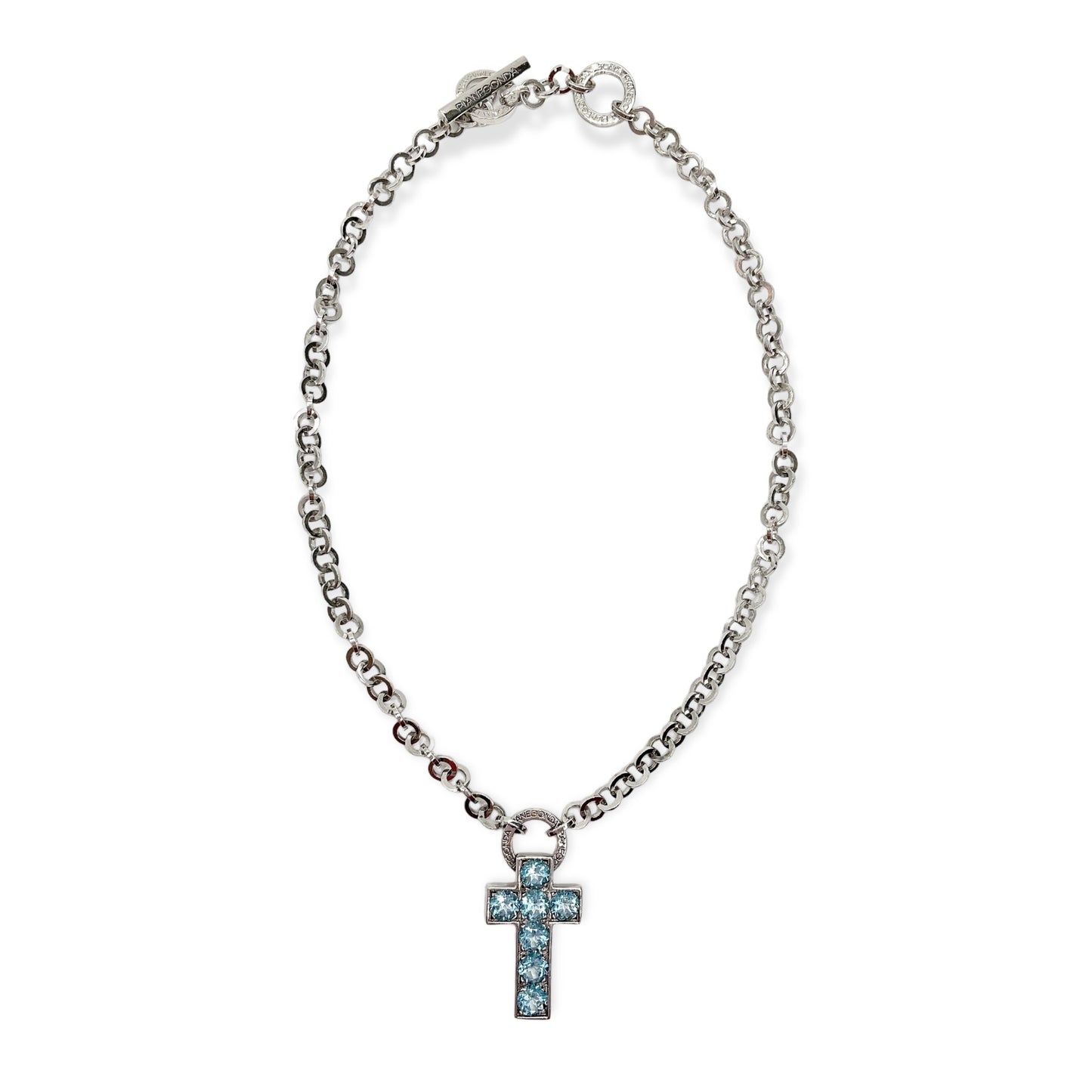 Collana Donna Croce Topazi Azzurri Diva in Argento - CA011191