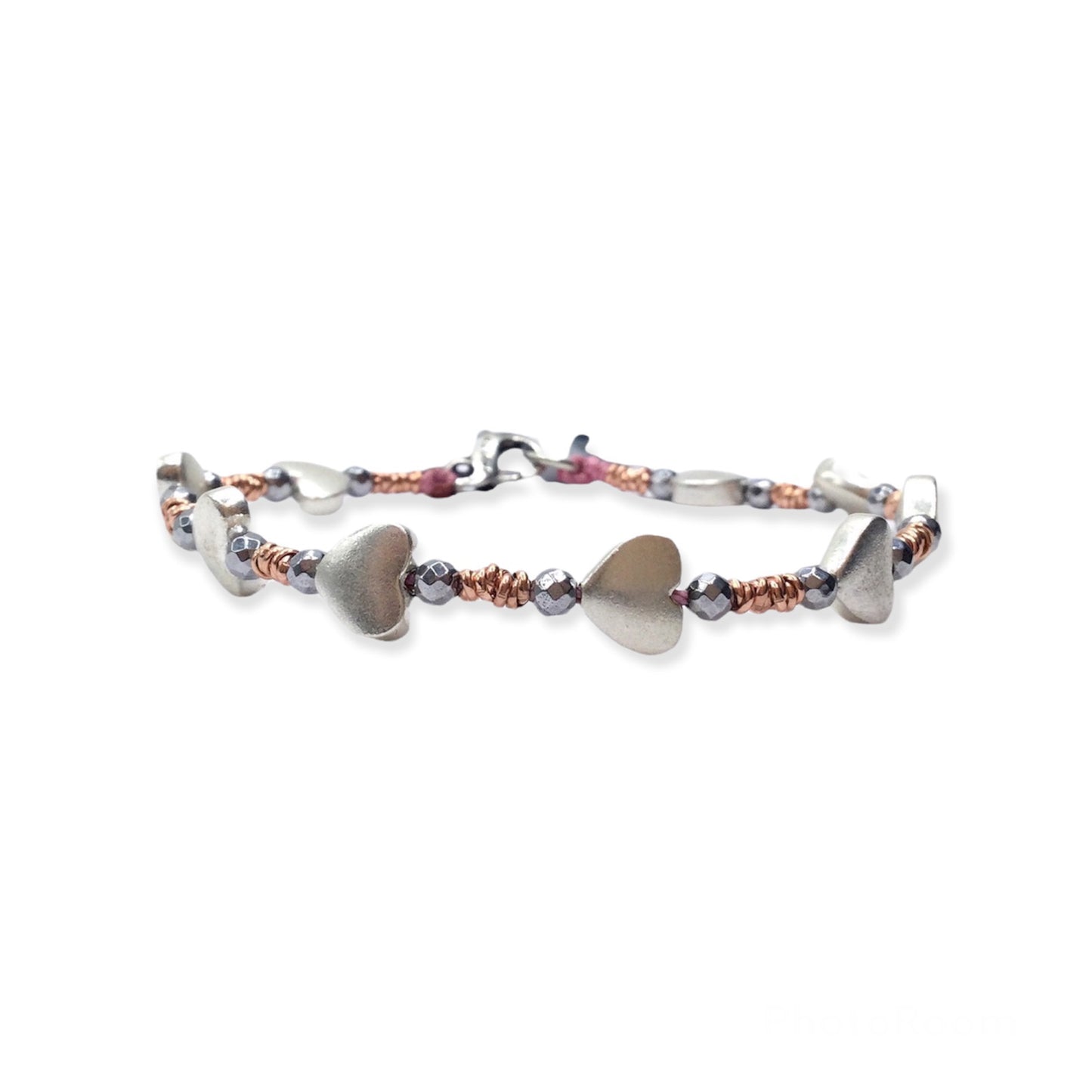 Bracciale Spadarella con Cuori e Ematite - SPBR599 -
