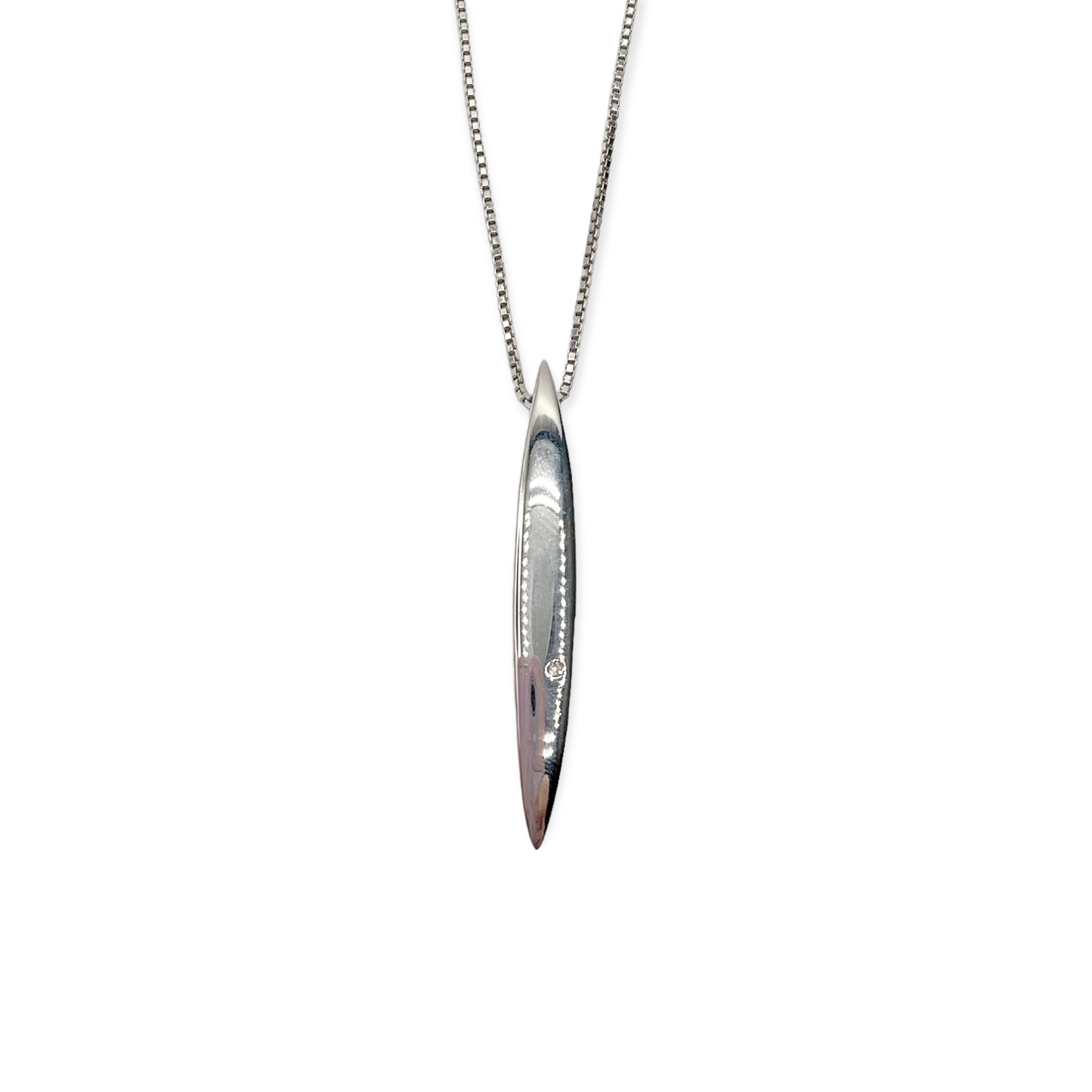 Collana Donna Barretta con Brillante in Argento - CA010647