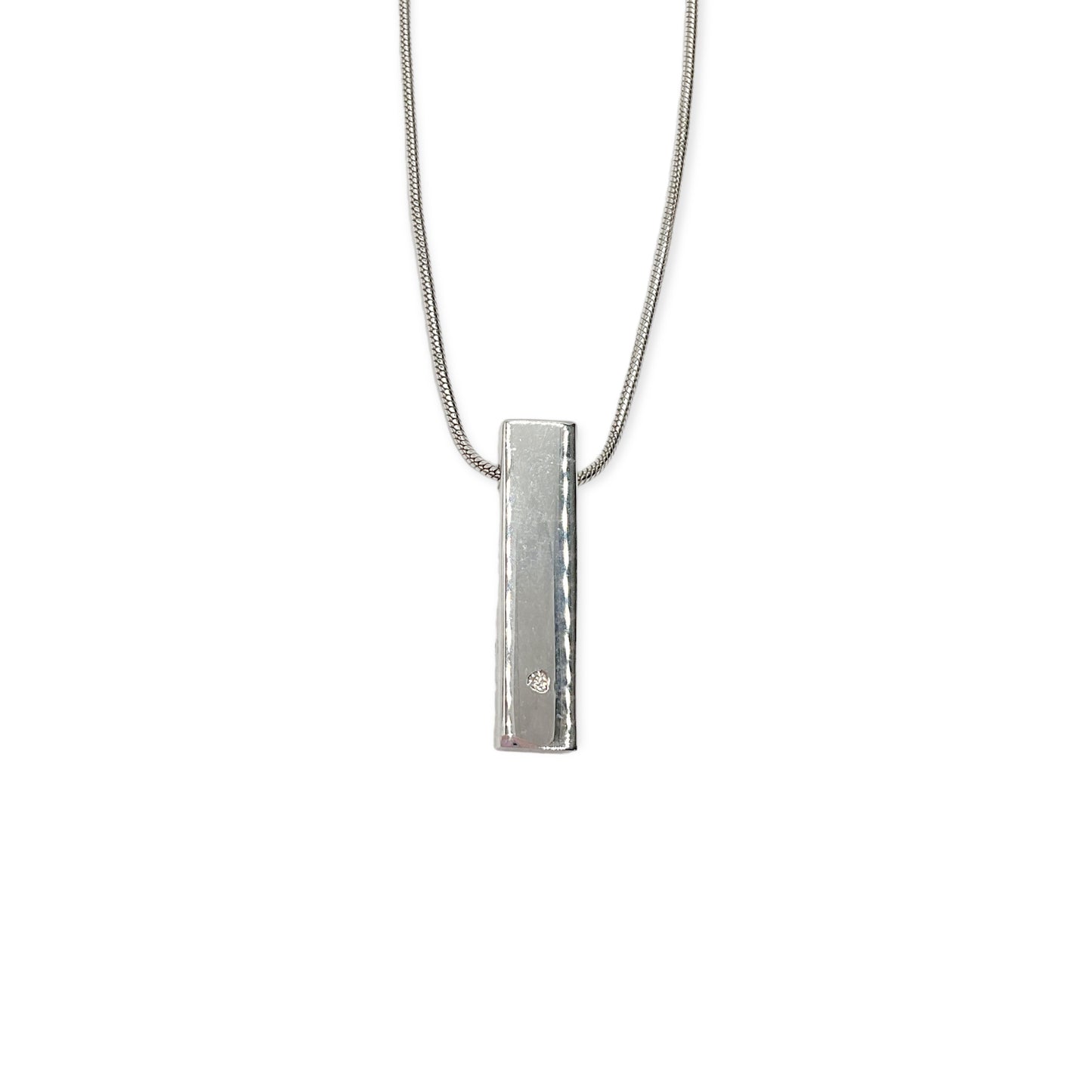 Collana Donna Barretta con Brillante in Argento - CA010647