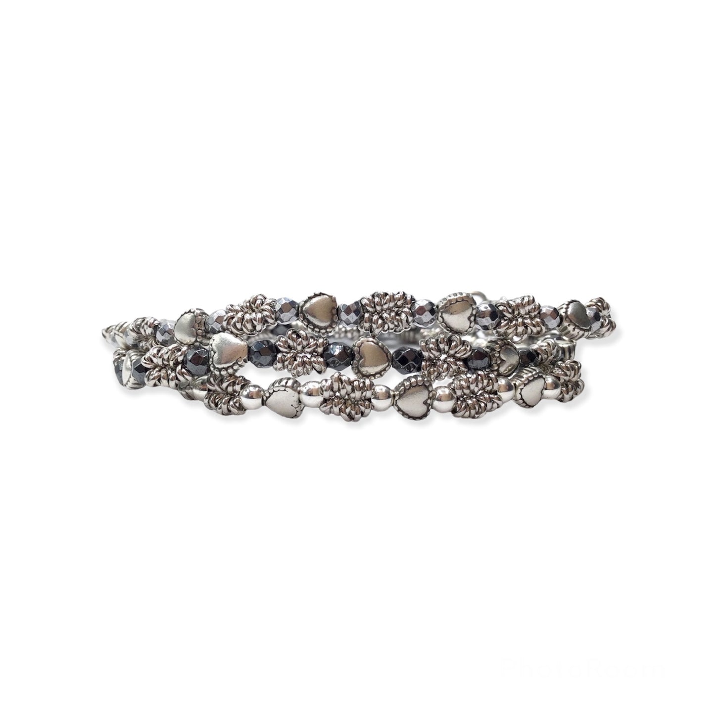 Bracciale con Perline, Anellini e Cuoricini Ex Voto - SPBR611 -