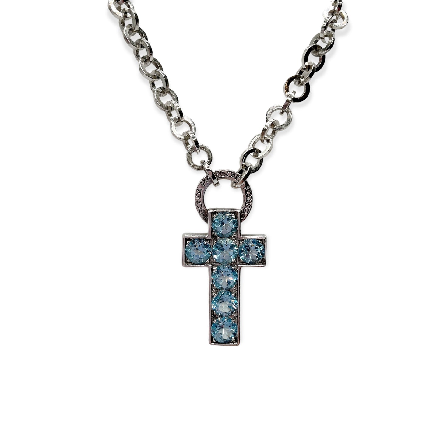 Collana Donna Croce Topazi Azzurri Diva in Argento - CA011191