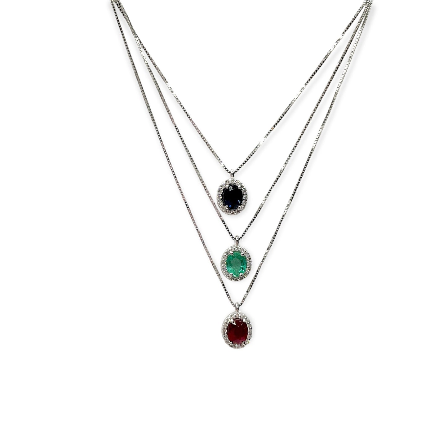 Collana Donna Miluna Gioielli in Oro Bianco, Brillanti e Pietre di Colore - CLD4088