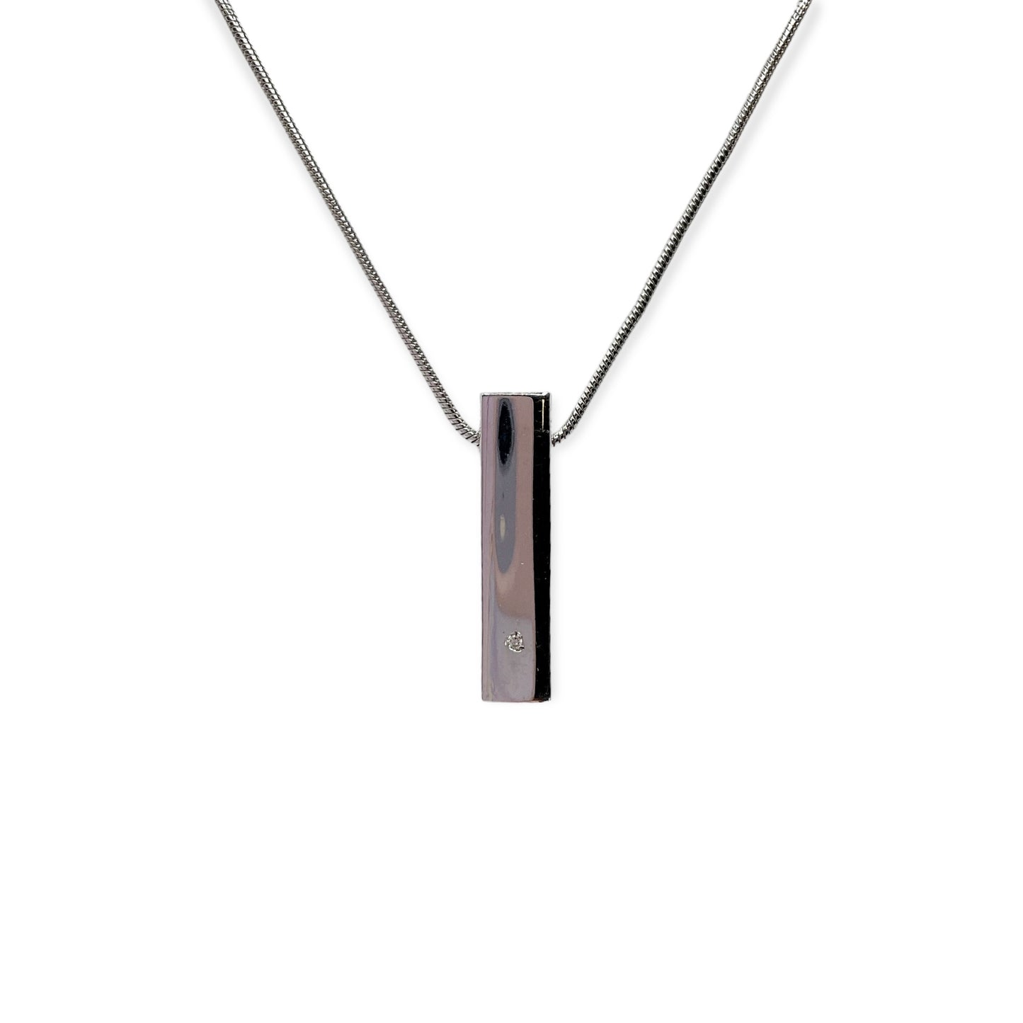 Collana Donna Barretta con Brillante in Argento - CA010647