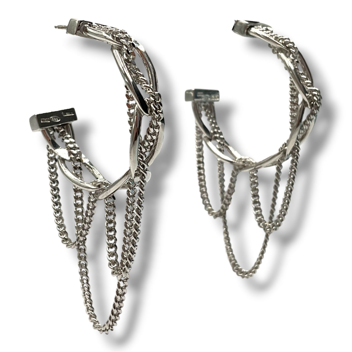 Orecchini Cerchio Donna Argento Catene Groumette - OA010361