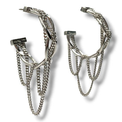 Orecchini Cerchio Donna Argento Catene Groumette - OA010361