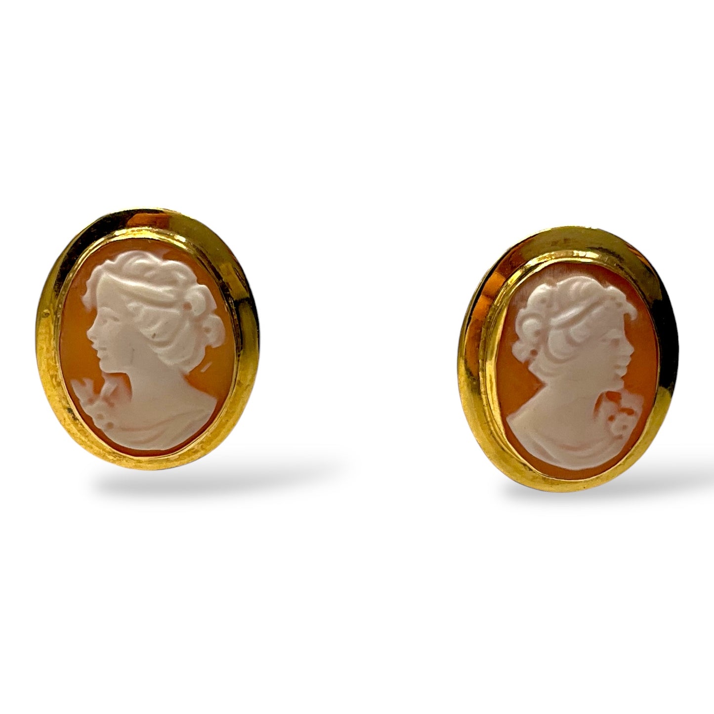 Orecchini a Lobo con Cammeo in Argento Dorato - Cammeo16