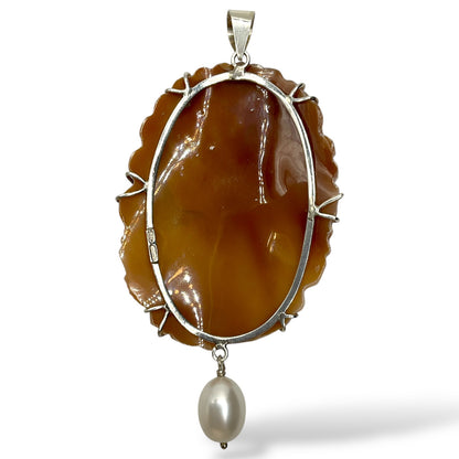 Ciondolo Cammeo in argento con Perla - Cammeo1