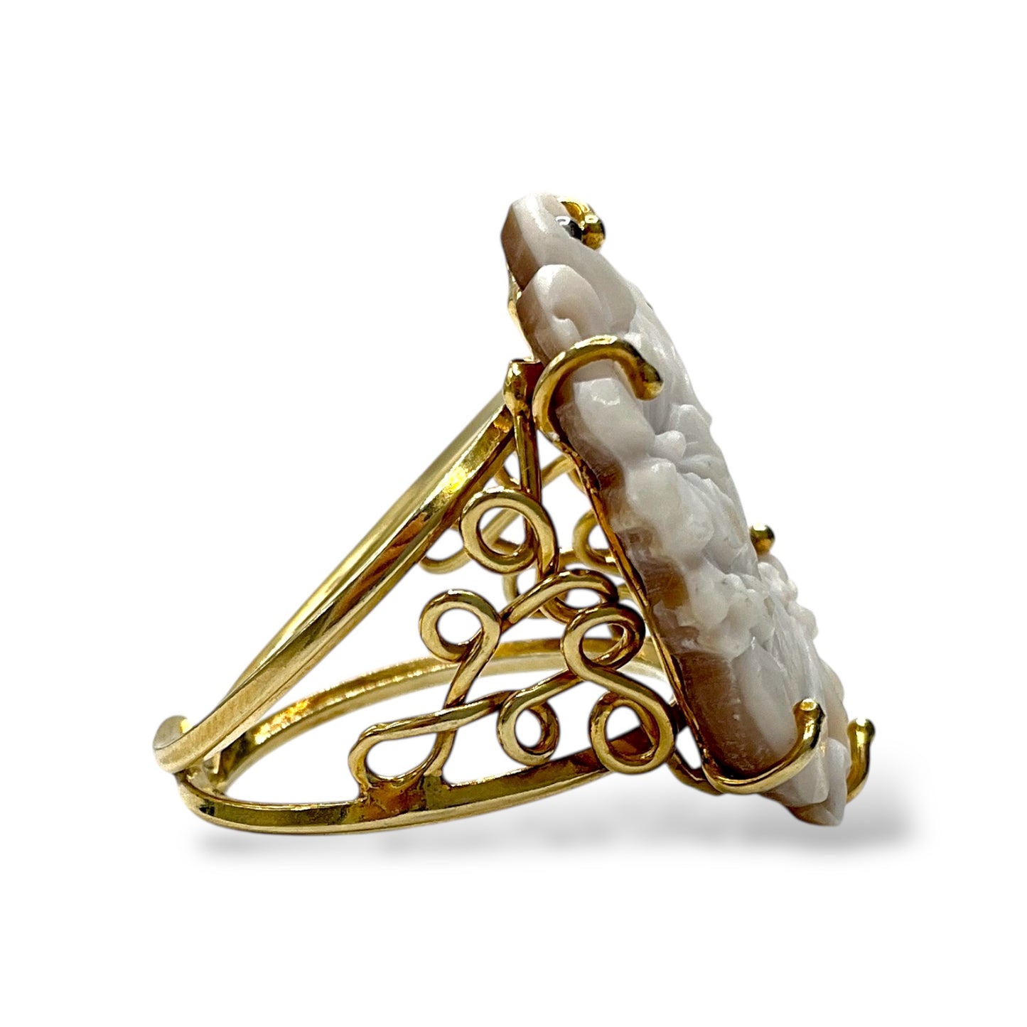 Anello con Cammeo in Argento Dorato - Cammeo18