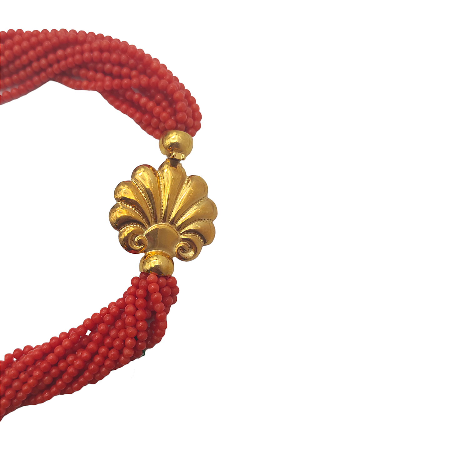 Collana Torchon In Corallo Rosso E Oro - COR001