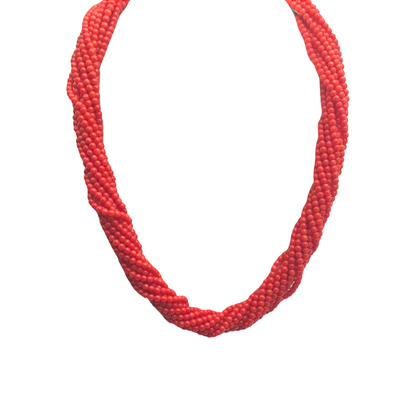 Collana Torchon In Corallo Rosso E Oro - COR001