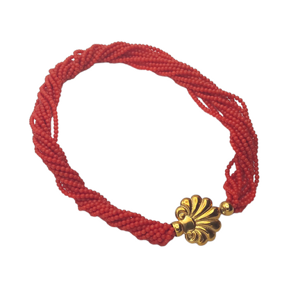 Collana Torchon In Corallo Rosso E Oro - COR001