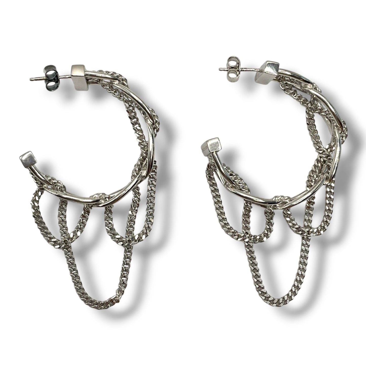 Orecchini Cerchio Donna Argento Catene Groumette - OA010361