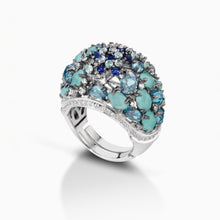 Anello con Pietre Turchese e Blu Mediterraneo Gioielli Positano - P01ATA01