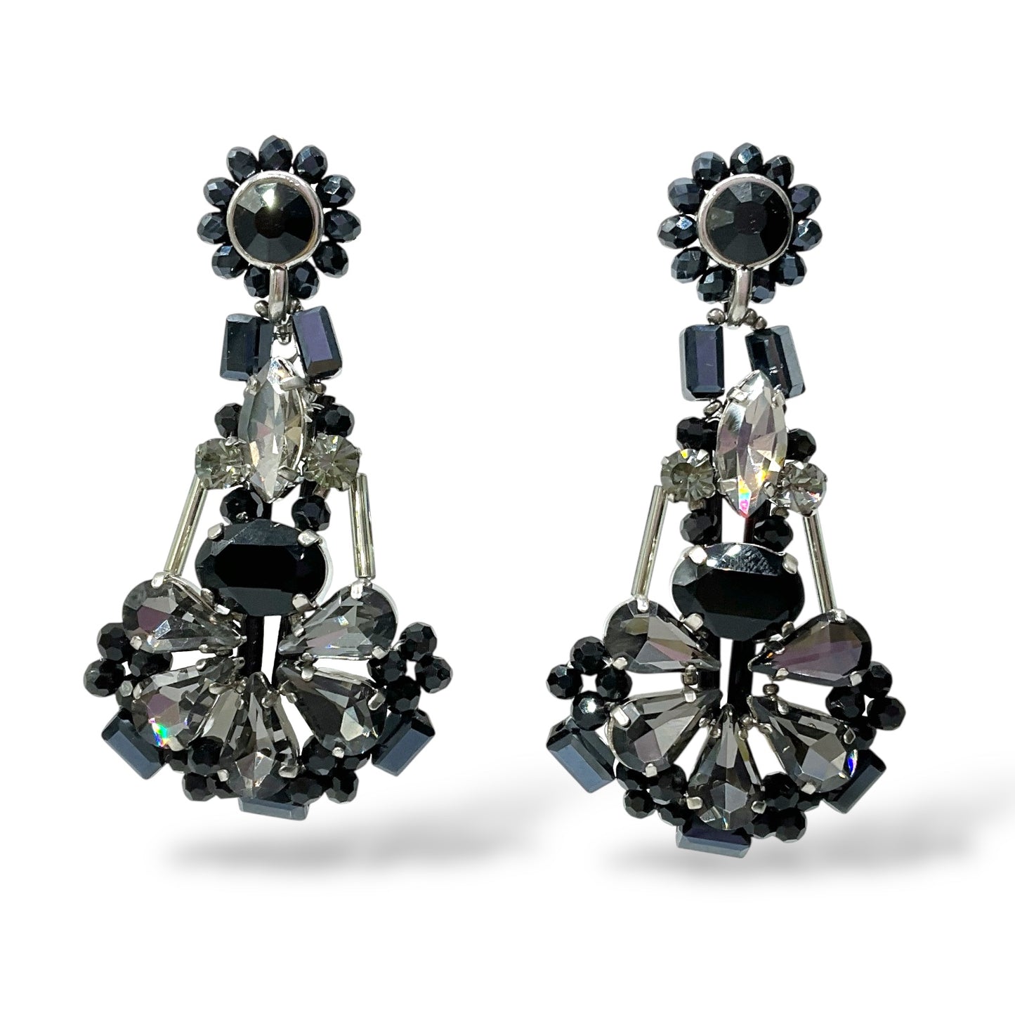 Orecchini Pendenti Donna con Cristalli Neri e Grigi Ottaviani Bijoux - 490481