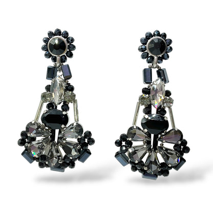 Orecchini Pendenti Donna con Cristalli Neri e Grigi Ottaviani Bijoux - 490481