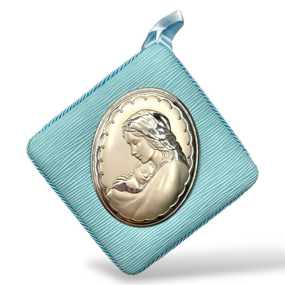 Medaglione Sopraculla Madonna con Bambino Quadrata eco-pelle Valenti - 2670 2C