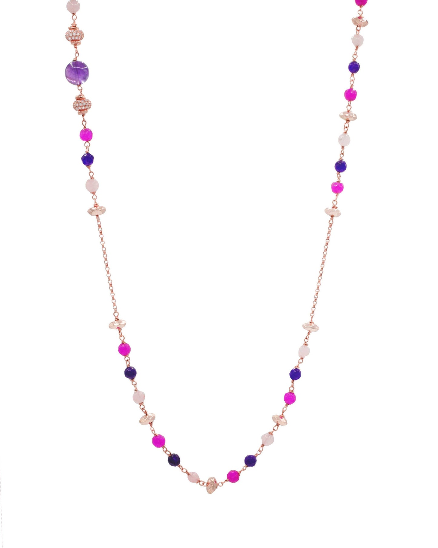 Collana Lunga Donna Ametista, Agata e Quarzo Alisei Gioielli - C198