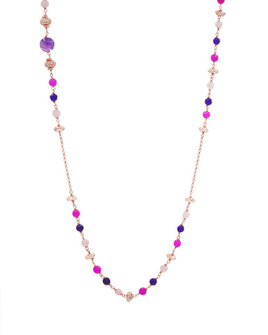 Collana Lunga Donna Ametista, Agata e Quarzo Alisei Gioielli - C198