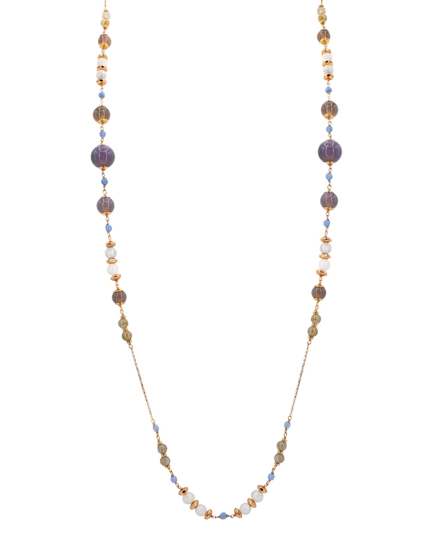 Collana Lunga Donna Agata Grigia, Labradorite e Giada Alisei Gioielli - C294