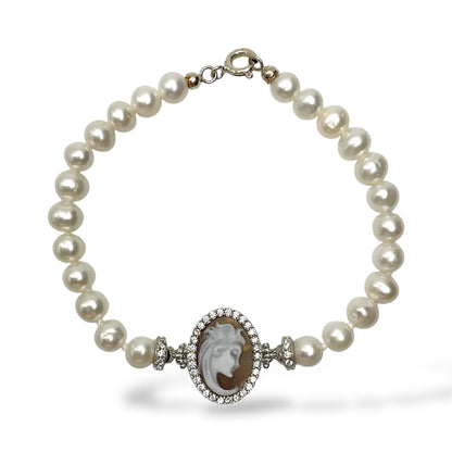 Bracciale con Perle e Cammeo in Argento - Cammeo14