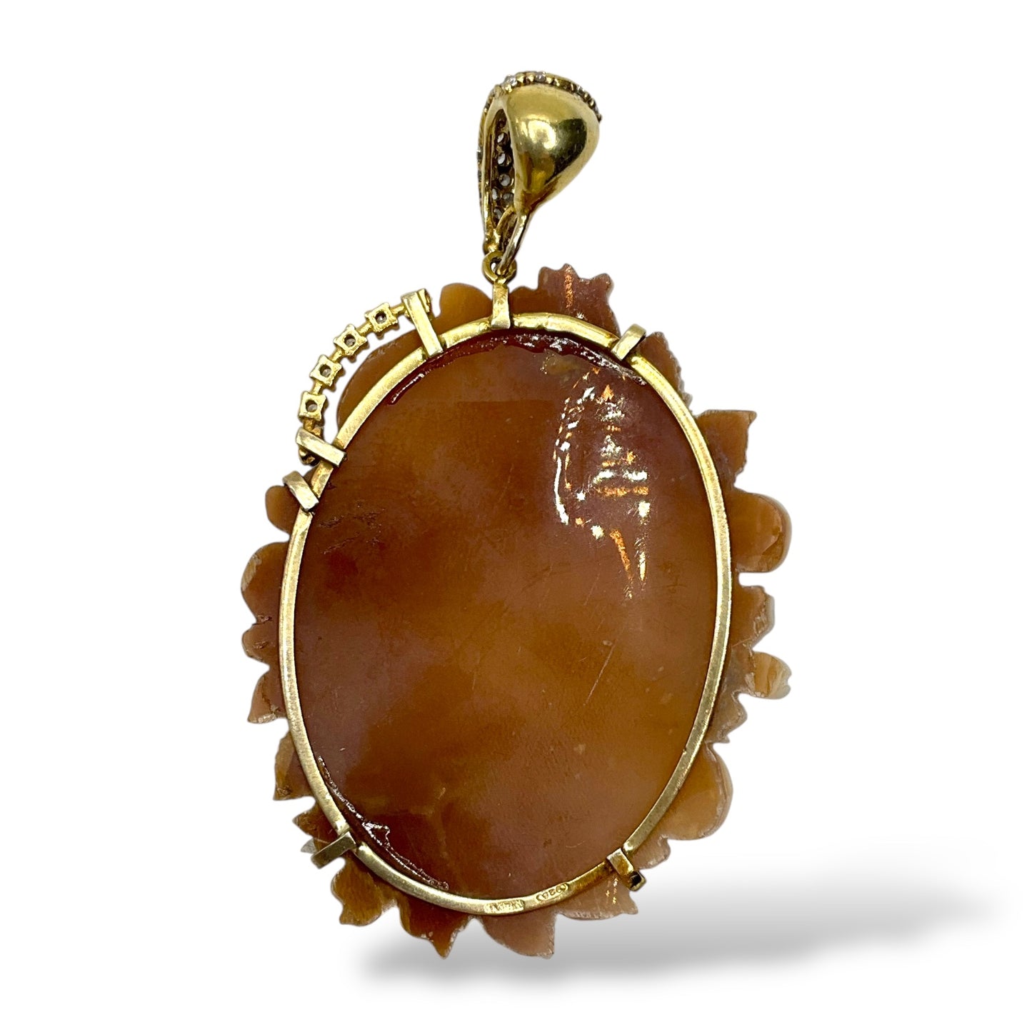 Ciondolo Cammeo in Argento Dorato con Smalto e Zirconi - Cammeo2