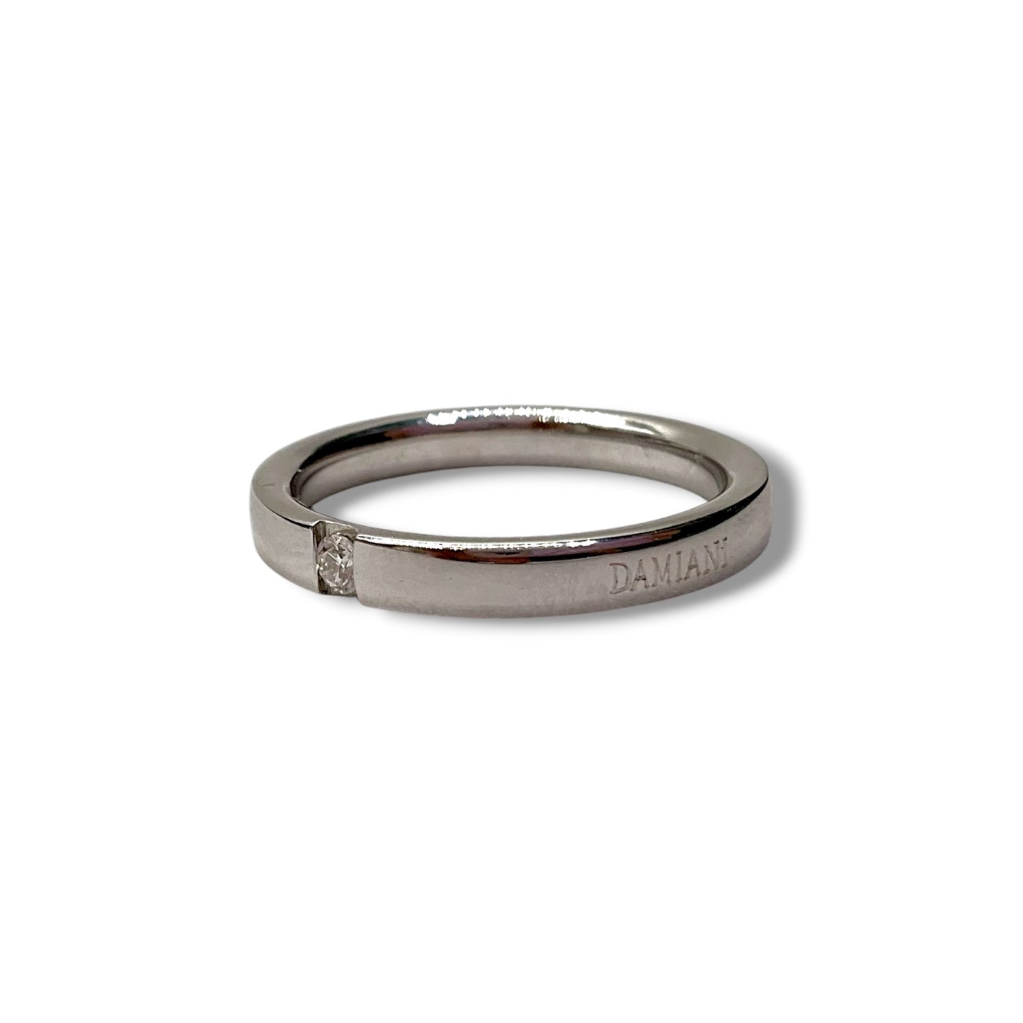 Fede nuziale Damiani in oro bianco con brillante 3 mm - 71030787