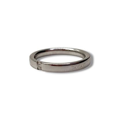 Fede nuziale Damiani in oro bianco con brillante 3 mm - 71030787