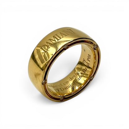 Fede Nuziale Damiani D-Side in Oro Giallo e 10 Diamanti 7 mm - 71559817
