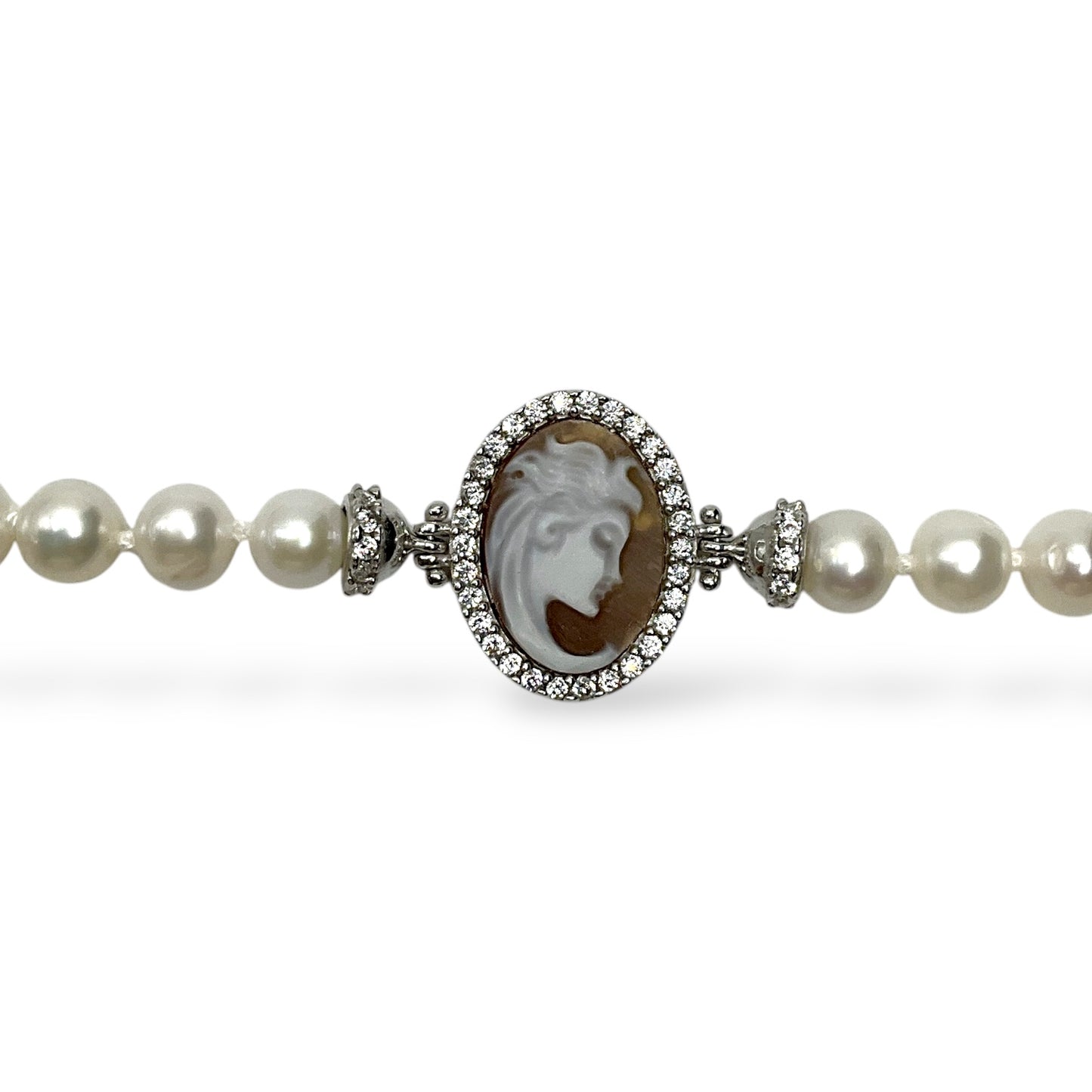 Bracciale con Perle e Cammeo in Argento - Cammeo14