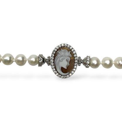 Bracciale con Perle e Cammeo in Argento - Cammeo14